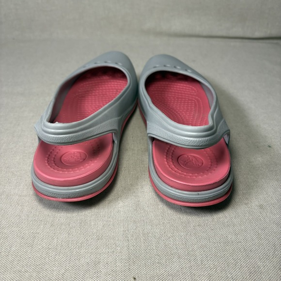 CROCS Women's Tone Skylar 7US Gray/Pink  Rubber Slip On Slingback Mary Jane Flat - Picture 4 of 7